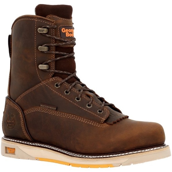 Georgia Boot AMP LT, Waterproof Wedge Work Boot, 8 M, 8 in Height, Brown GB00593 M 080 - main